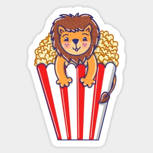 The Lion and the Popcorn Sticker